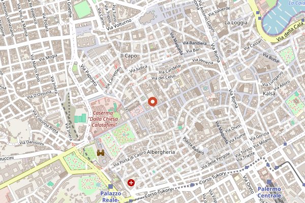 Map showing Osteria Ballarò Enoteca in Sicily
