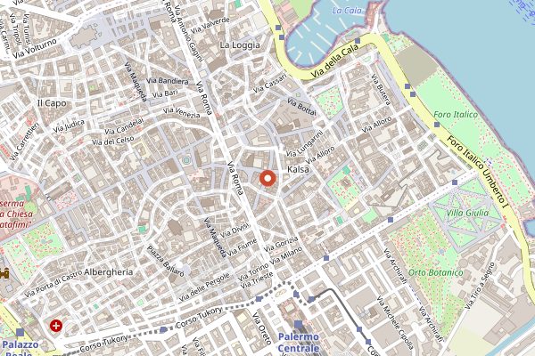 Map showing Osteria dei Vespri Wine Bar in Sicily