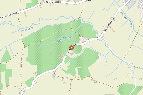 Map showing Poderi Boscarelli in Tuscany
