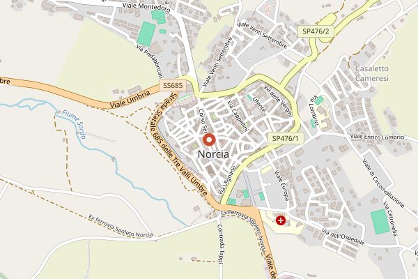 Map showing Brancaleone da Norcia in Umbria