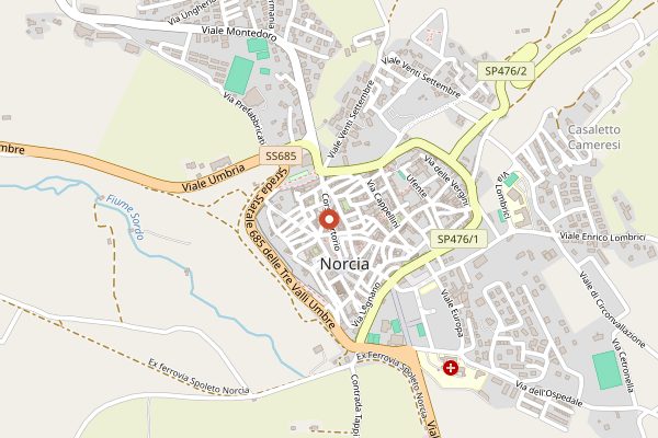 Map showing Moscatelli Tartufi Norcia in Umbria