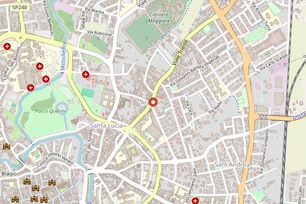 Map showing Latterie Vicentine, Spaccio Vicenza in Veneto