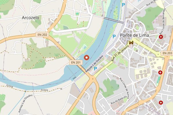 Map showing Ponte de Lima fortnightly fair in Vinho Verde