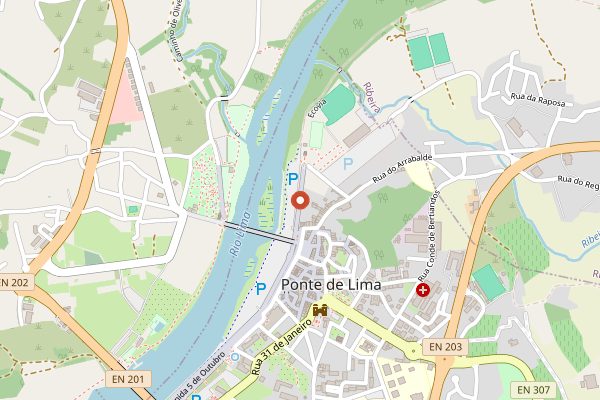 Map showing Feiras Novas of Ponte de Lima in Vinho Verde