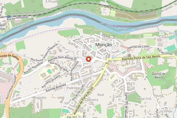 Map showing Minho River Crossing to Salvaterra in Vinho Verde
