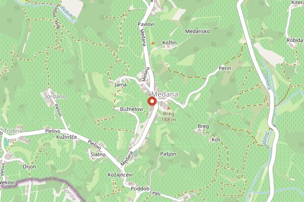 Map showing Klinec in Brda