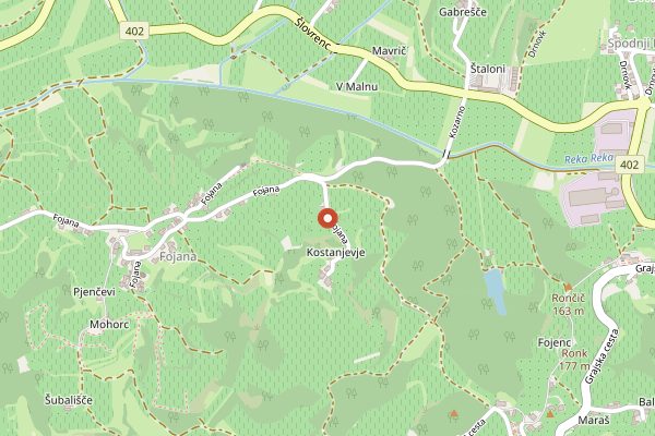 Map showing Bjana cellar room in Brda