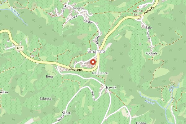 Map showing Oljčni bar Šmartno olive oil tasting in Brda