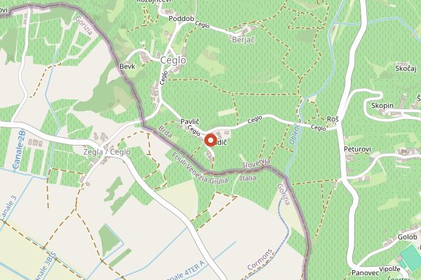 Map showing Gredič in Brda