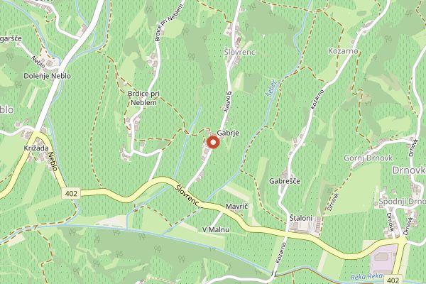 Map showing Domačija Kabaj Morel in Brda