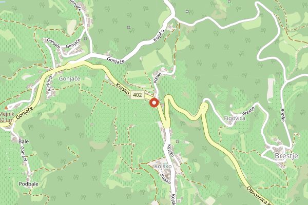 Map showing Peterc Vineyard Estate in Brda