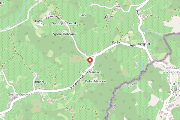 Map showing Villa Zerou in Brda
