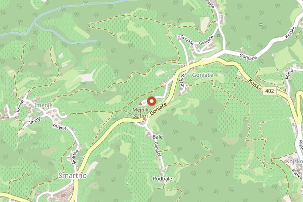 Map showing Gostišče pri Marjotu in Brda