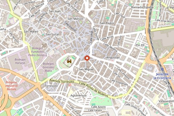 Map showing Bodegas Páez Morilla in Jerez & Sherry