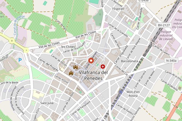 Map showing Torrevejano Xarcuters, Vilafranca in Penedes
