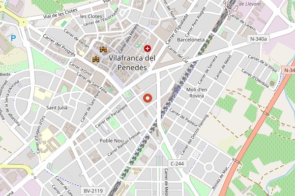 Map showing Caves Mascaro in Penedes
