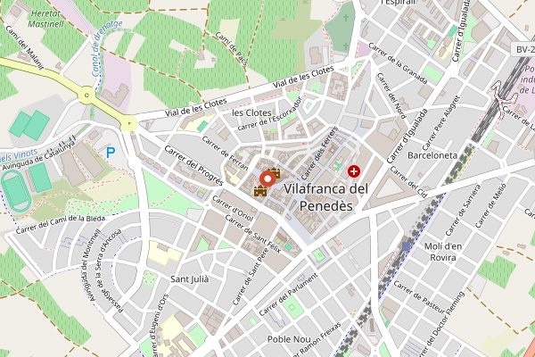Map showing VINSEUM - Museum of the Wine Cultures of Catalonia in Penedes