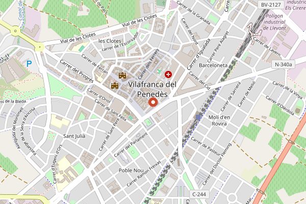 Map showing Vinateria Inzolia Bottle Shop in Penedes