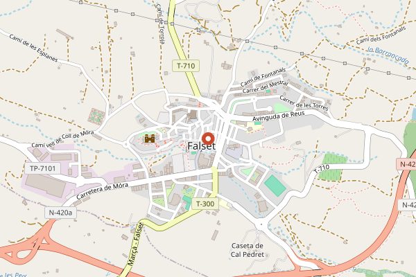 Map showing Falset weekly market in Priorat