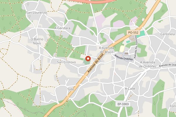 Map showing Pazo de Valdomiño in Rías Baixas