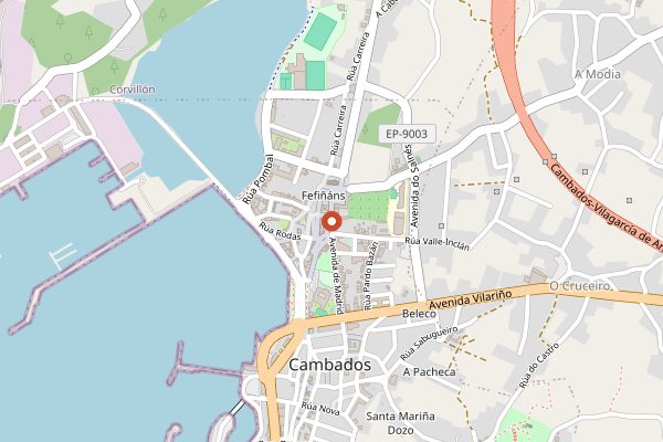 Map showing Ribeira de Fefiñáns in Rías Baixas