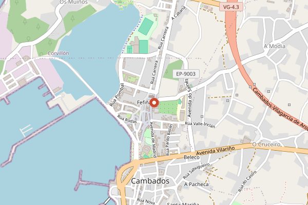Map showing Festa do Albariño Week in Cambados in Rías Baixas