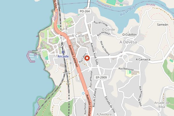 Map showing Arcade Oyster and Albariño Pairing in Rías Baixas