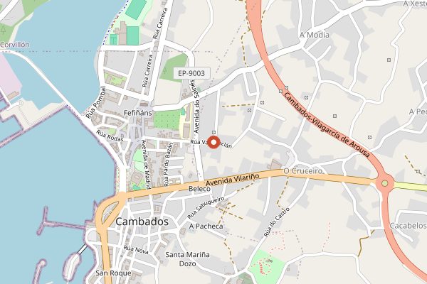 Map showing Ribadomar in Rías Baixas