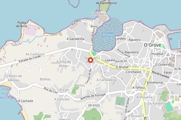 Map showing Ría de Arousa Seafood and Queimada Cruise in Rías Baixas
