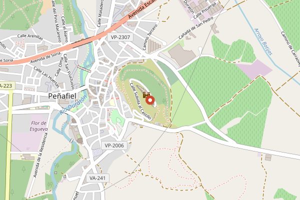 Map showing Penafiel Castle Wine Tasting in the Provincial Wine Museum in Ribera del Duero